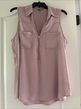 Express Sleeveless Zip-Front Tunic in Dusty Rose